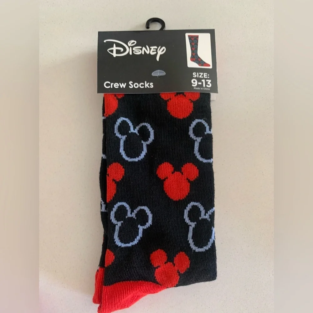 NWT Disney Mickey Mouse Red and Black Socks Set of 2